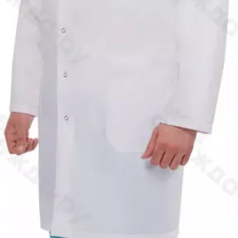 Халат мужской №502 (тк.ТиСи) DoctorBIG, белый/серый (0/34) фото 1