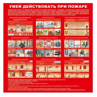 Cтенд «Умей действовать при пожаре» (Пластик 1000 x 1000) фото 1