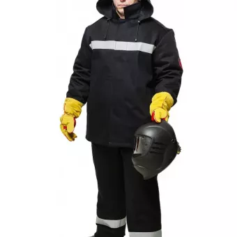 Костюм сварщика зимний WORKER 3 кл.защиты (тк.100% хб,500) КСв 126W, черный фото 1