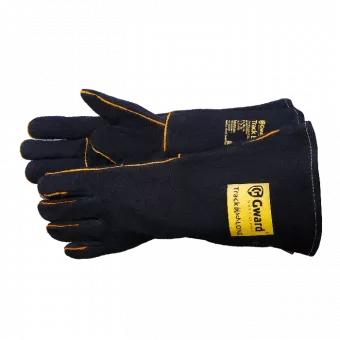 Track Black Long Краги из спилка черного цвета с широким раструбом, длина 42 см фото 1